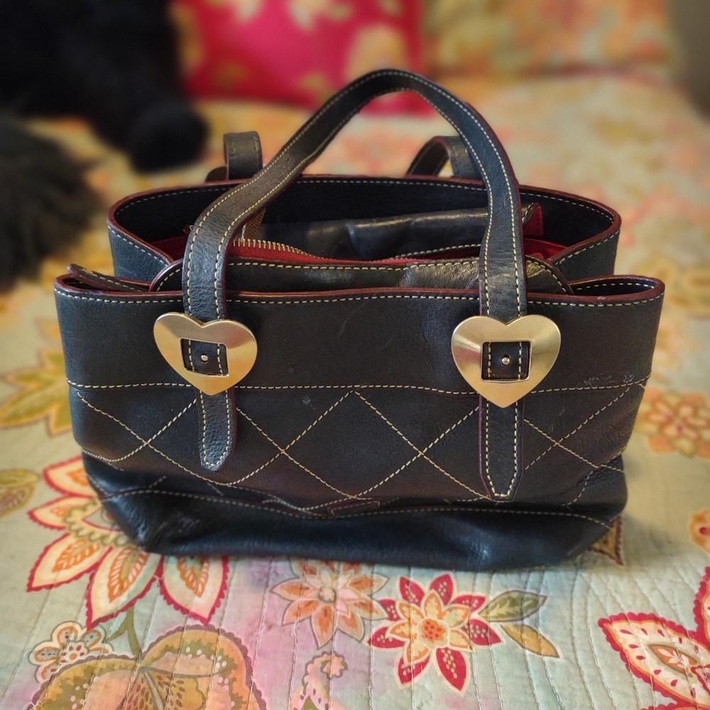 Vintage Dooney and Bourke navy blue leather purse